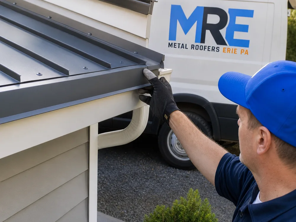 Completed eave repair with new drip edge and properly tucked underlayment in clean alignment